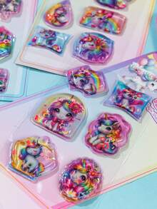 1pc 2026 New Cute Cartoon 3D Shaking Sticker | Phone Case Sticker/Notebook Sticker. Themes Include Unicorn, Lucky Unicorn And Adorable Animals. Suitable For DIY Decorative Crafts, DIY Glitter Stickers, DIY Phone Case Stickers And DIY Notebook Stickers. - Multicolor - View 2