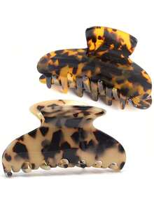 2 Pack Big Hair Claw Clips Tortoise Shell Nonslip Large Claw Clip For Women Celluloid Leopard Print Jaw Clips For Thick Hair - Tortoiseshell Banana Hair Clip - View 1