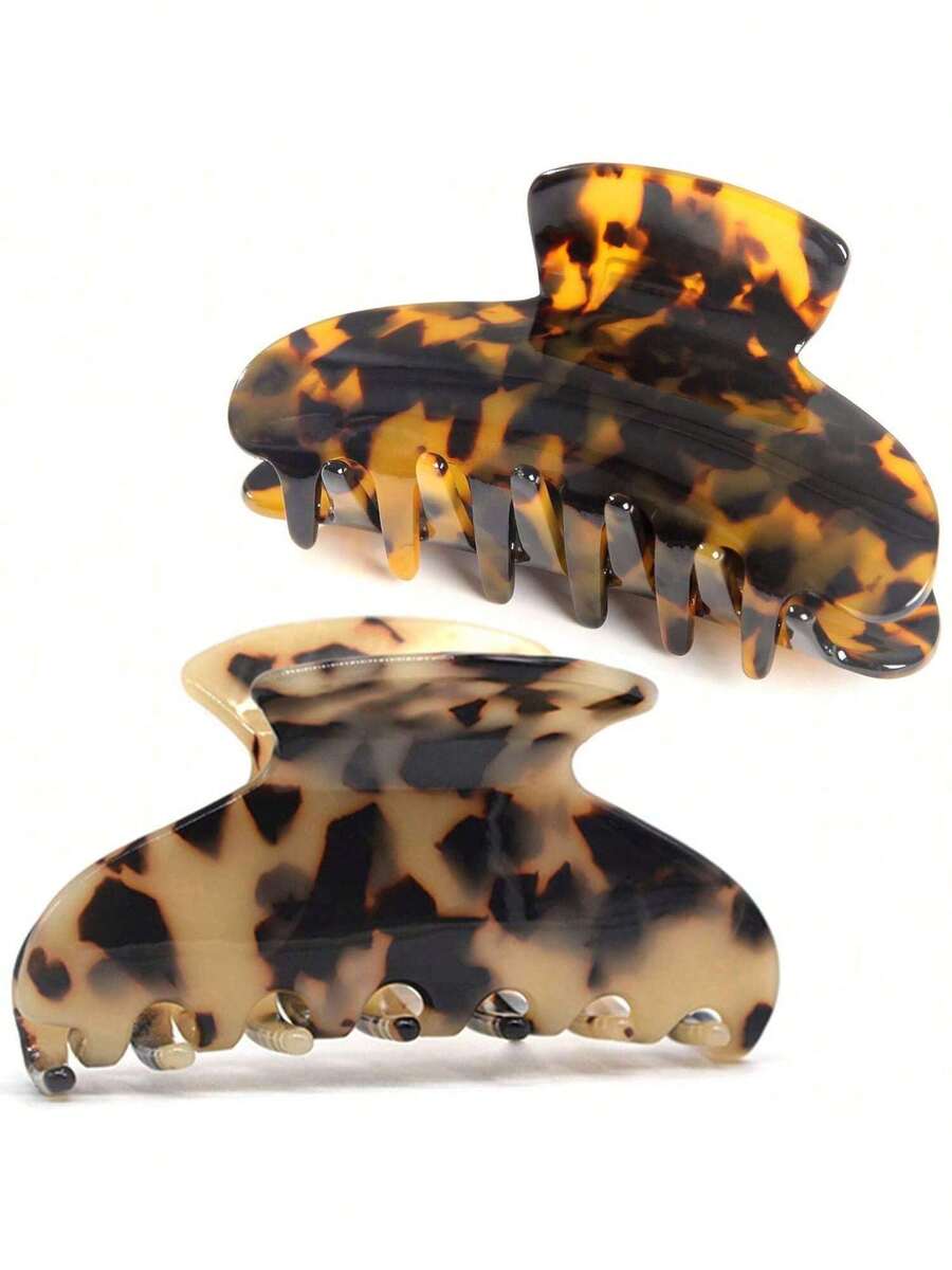 2 Pack Big Hair Claw Clips Tortoise Shell Nonslip Large Claw Clip For Women Celluloid Leopard Print Jaw Clips For Thick Hair - Tortoiseshell Banana Hair Clip - View 1
