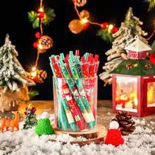 3/10 Bolígrafos retráctiles de Navidad con recambios de 0,5 mm - Serie de bolígrafos con diseños de árbol de Navidad, muñeco de nieve y Papá Noel, adecuados para decoración del hogar, regalos de fiesta, suministros de oficina navideños y recuerdos de fiesta. - A - Ver 7