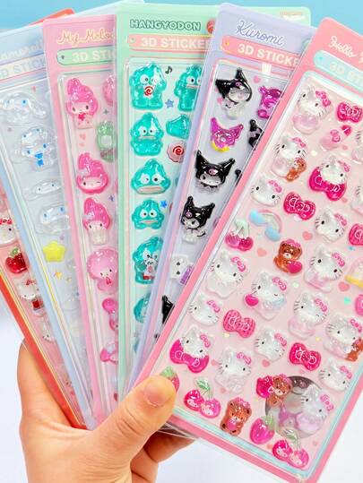 可爱的3D贴纸，采用日式极简美学设计，饰有萌萌的卡通Gooka图案——非常适合装饰日记本、笔记本和文具配件