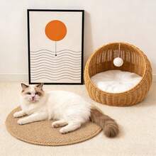 1pc Earthy Brown Pineapple Pattern Mat, Faux Jute Pineapple Texture Material, Suitable For Cat/Dog Beds, Crawling Mats, Sleeping Pads And Other Multipurpose Mats. Mat/Tablecloth/Soft & Comfortable, Spring/Summer New Item, Holiday Decor - Multicolor - View 4