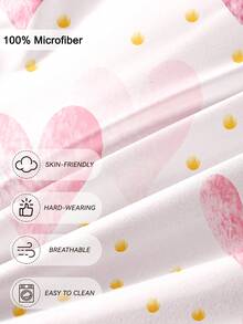 1件装心形印花超柔软床笠 - 仅含床垫保护套，可机洗，适合可爱、简约、清新、INS风等多种风格，提升卧室时尚感，多种尺寸（特大/大号/标准双人/单人），适用于家庭/宿舍/公寓/客房/度假租赁及送礼。 - 彩色 - 查看 6