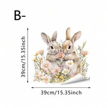 1pc Creative Easter Bunny Wall Sticker, Vivid Rabbit And Flower Basket Window Decal, Vinyl Static Cling Glass Sticker, Suitable For Spring Home Farmhouse Kitchen Decor - multicolor - View 14