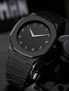 Black Round Men's Quartz Watch, Plastic Strap, Arabic Numeral Dial, Suitable For Daily Wear, Great Gift - Black - View 1