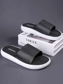 男士套脚凉鞋，户外休闲绑带拖鞋，后跟带设计 - EVA高弹加厚鞋底，轻便透气，尺码齐全，适合所有季节 - 舒适防滑防水沙滩鞋 - 男士镂空套脚凉鞋，纯色轻便透气拖鞋，适合春夏穿着 - 黑與白 - 查看 1