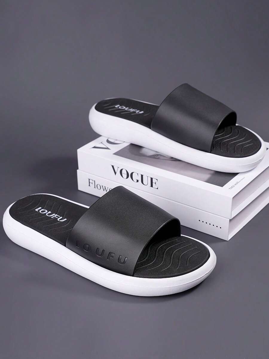 男士套脚凉鞋，户外休闲绑带拖鞋，后跟带设计 - EVA高弹加厚鞋底，轻便透气，尺码齐全，适合所有季节 - 舒适防滑防水沙滩鞋 - 男士镂空套脚凉鞋，纯色轻便透气拖鞋，适合春夏穿着 - 黑與白 - 查看 1