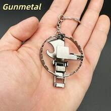 时尚创意趣味金属迷你捕鼠器钥匙扣，可作开瓶器、日常减压神器、背包挂件、2025汽车钥匙链挂件，独特捕鼠器工艺品，非常适合作为圣诞节、父亲节、情人节、生日、节日礼物。 - 彩色 - 查看 6