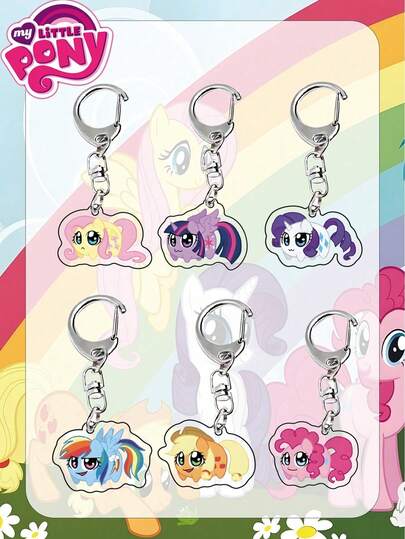 MY LITTLE PONY 1/6 Piezas Llaveros de dibujos animados, Regalos de anime, Llaveros de 3,2 cm, Decoraciones colgantes, Colgantes creativos de Ins, Llaveros colgantes, Acrílico lindo, Colgantes de bolso, Regalos pequeños, Regalos de dibujos animados, Decoraciones de llavero de coche, Regalos pequeños