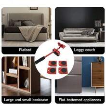 5 PCS Heavy Duty Furniture Shifter Lifter Set Wheel Moving Removal Slider Moving - Red - View 6