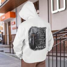 "You Are Already Excellent Enough" - Men's Casual Long-Sleeved Hooded Sweatshirt With Drawstring, Suitable For Autumn And Winter Wear, A Perfect Gift For Your Boyfriend. - White - View 1