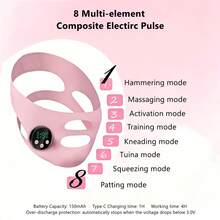 EMS Face Lifting Strap, Micro Current Low Frequency Massager, V-Line Mask Chin Up Mask, Intelligent Electric Face Lifting Mask, Soft Lycra Double Chin Strap For Facial Contouring,Skin Firming,Jaw Exerciser - Pink - View 5