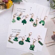 12pcs Green Keychain Set, St. Patrick's Day Pocket Hugs Gift Pack, Lucky Pocket Token Thank You Cards, Irish Holiday Party Favors With Clover, Shamrock, Green Hat, Rainbow And Pot Of Gold Decorations. Suitable For Men And Women, For Handbags, Coin Purses, Backpacks And Car Keys. Thank You Gifts, Party Favors And Friendship Gifts For Family, Friends, Students And Colleagues. - Multicolor - View 9