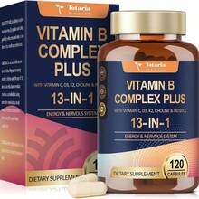 Totarias 13-In-1 Vitamin B Complex Plus With Vitamin B1, B2, B3 (Niacinamide), B4, B5, B6, B7 (Biotin), B8 (Inositol), B9 (Folate), B12, C, D3, K2 - Energy, Nerve, Immune, Skin Support - 120 Vegan Capsules Healthcare Supplement, Free Shipping, Daily Supplement, For Women - 120抽 - 查看 1