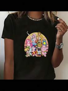80s Cartoons Vintage TShirt, Friends 80S Cartoon T-Shirt, Cartoon Friends Nostalgia Shirt, Friends 80s Characters Tee, Cartoon Tee For_121_t2 - 黑色 - 查看 1