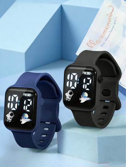 2/1 pieza Reloj deportivo con pantalla LED estilo astronauta para estudiantes adolescentes, un reloj electrónico deportivo casual adecuado para la vida diaria, de vuelta a la escuela