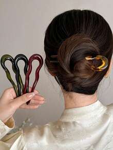 Bộ 6 kẹp tóc hình chữ U kiểu Pháp, kẹp tóc hình chữ U lượn sóng, kẹp tóc hình chữ U lượn sóng kiểu Trung Quốc mới dùng cho búi tóc, phù hợp với búi tóc xoắn ốc, màu vân rùa, phụ kiện tóc nữ thời trang, linh hoạt, kẹp tóc, ghim cài tóc kiểu Pháp, phụ kiện đội đầu, ghim tạo kiểu tóc. - Nhiều màu - Xem 2