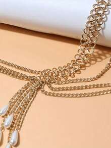 1条多层链条流苏珍珠腰链，适合夏季、秋季、万圣节等场合。 - 彩色 - 查看 2