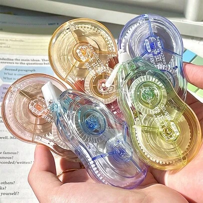 5支/套渐变色半透明大容量修正带，学生文具学习用品，顺滑修正带，可爱修正笔，返校季，办公用品