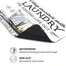 1pc Vintage Laundry Room Decor - Non-Slip Washing Machine And Dryer Top Cover With Vintage Laundry Design - Polyester Fiber Protective Cover - Non-Slip Surface, Laundry Room Decoration - Suitable For Front-Loading Washing Machines And Dryers - Multicolor - View 9