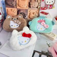 SANRIO 卡通畅销猫咪毛绒化妆包，便携旅行必备收纳袋，可爱奢华高品质网红大容量文具笔袋 - 彩色 - 查看 1