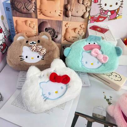 SANRIO Túi đựng mỹ phẩm hình mèo hoạt hình bán chạy nhất, túi đựng đồ dùng cần thiết khi đi du lịch, hộp đựng văn phòng phẩm dung lượng lớn sang trọng dễ thương dành cho người nổi tiếng.