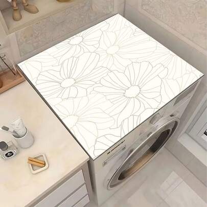 1pc Light Color Floral Water Print Dish Drying Mat, Absorbent Quick Dry Kitchen Counter Pad, Non-Slip Coffee Machine Drip Tray, Rubber Material, Kitchen Essential, Home Accessory