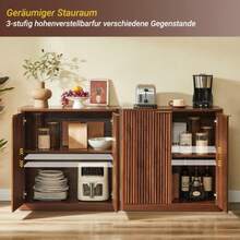 Modern Sideboard With Vertiefungspanelen & Höhenverstellbaren Ablagen, TV-Schrank Oder Buffet Für Wohnzimmer & Esszimmer, Wasserfeste Platte, 120x40x76 Cm, Brown - Brown - View 1