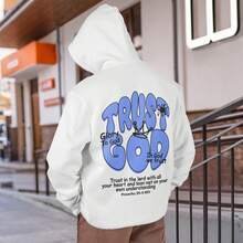 "You Are Already Excellent Enough" - Men's Casual Long-Sleeved Hooded Sweatshirt With Drawstring, Suitable For Autumn And Winter Wear, A Perfect Gift For Your Boyfriend. - White - View 1