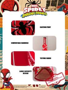 Marvel 1个漫威官方授权蜘蛛侠图案单肩包，男童休闲胸包，轻便可调节肩带，卡通零钱包，适合男孩、年轻粉丝、学生，完美适用于日常上学、户外玩耍、主题公园游玩、假期旅行，方便携带零食。 - 彩色 - 查看 12