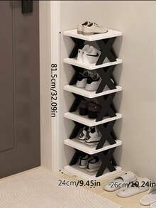 1个多层窄鞋架（2/6/9层），新款升级鞋架，小型立式鞋柜，节省空间的DIY独立式鞋架，适用于玄关、衣橱、走廊，易于组装且结构稳固，黑白两色可选 - 彩色 - 查看 4