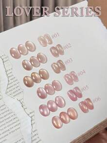 12毫升情人节冰晶透明恋人粉白玻璃珠猫眼凝胶指甲油超闪裸粉色玻璃金色指甲油美甲艺术美甲沙龙家居DIY美甲用品 - 彩色 - 查看 4