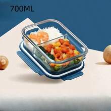 新款玻璃饭盒微波炉便当盒食品储存学校食品容器隔层 - 彩色 - 查看 5