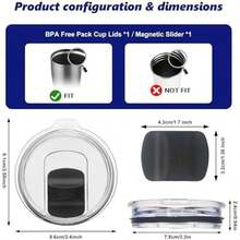 20 Oz Tumbler Lid, Replacement Lids Compatible For  20 Oz Tumbler, 10/24 Oz Mug And 10 Oz Lowball, Spill Proof Cup Lids Covers With Magnetic Slider Switch, - / - 查看 2