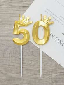 Velas con números del 0 al 9 en dorado, velas de cumpleaños creativas con corona dorada, decoraciones de pastel de cumpleaños, decoraciones para fiestas de cumpleaños, velas con números en diseño de corona 3D, adecuadas para decoración de pasteles de cumpleaños, celebración de hornear, fiesta de aniversario, celebración de vacaciones, decoración de hornear de pasteles, ceremonia de adultos, aniversario de cumpleaños y otros eventos festivos - Dorado - Ver 2