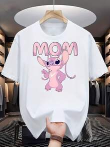 Disney Authorized Fashion Spring And Summer Men's Casual Short-Sleeved T-Shirt Shi Diqi Mother Printed Patterns And Words Soft And Comfortable Round Neck Short-Sleeved T-Shirt Disney Authorized Men And Women With The Same T-Shirt Men's Fashion Casual T-Shirt Comfortable Short-Sleeved T-Shirt Simple Short-Sleeved Fashion Design Daily Travel Party Home Wear Suitable For Holiday Gifts. - 白色 - 查看 1