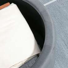 Storage Pouf, Padded Stool, Storage Chest, Round Pouf With Lid, Velvet Look, Grey, Ø60 X 40 Cm, For Living Room And Bedroom - Dark Grey - View 7