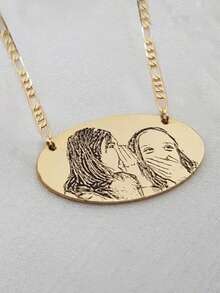 1pc Customized Photo Minimalist Painting Stainless Steel Multi-Shape Necklace, Fashionable, Minimalist, Casual, Retro, Y2K Style, Customizable, Personalized, Unique, Ideal Gift For Boyfriend, Girlfriend, Mom, Family, Friends, Daughter, Son, Grandparents - Multicolor - View 34