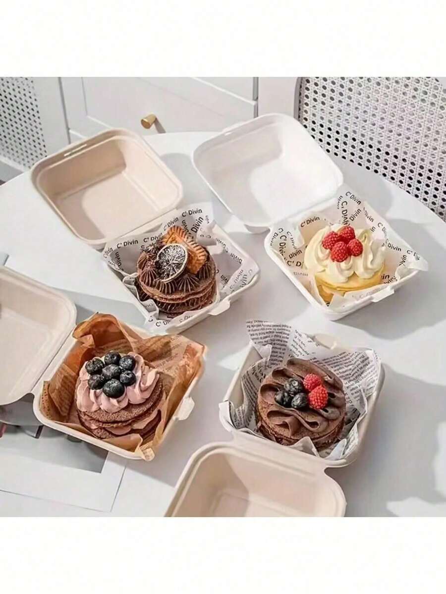 5/50/100pcs White French Anti-Oil Paper Liners, Grease-Proof Silicone Baking Parchment Paper For Desserts, Hamburgers, Cakes Back To School - Multicolor - View 1