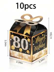 30个/10个装黑色生日派对礼盒，包含15周年、40周年、50周年、60周年、70周年和80周年纪念礼盒，生日派对礼物，周年纪念纪念品，婚礼宾客装饰，婚礼宾客礼物，情人节礼物，厨房和酒吧用品，派对小礼品 - 黑色 - 查看 19