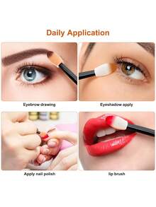100 piezas Aplicadores desechables de sombra de ojos, pinceles aplicadores de sombra de ojos de doble cara, aplicadores de esponja para maquillaje de ojos, regalos - Multicolor - Ver 3