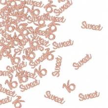 Conjunto de 80 peças de confetes multicoloridos rosa com glitter para decoração de mesa de festa de 16 anos, com o número 16. - Multicolorido - Ver 13