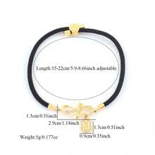 1 chiếc vòng tay dây điều chỉnh được kiểu dáng mới, hình chữ cái đầu và biểu tượng vô cực dành cho nữ. - màu đen - Xem 2