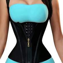 女士束腰塑身背心，带拉链，尼龙材质，配有可调节肩带 - 黑色 - 查看 8