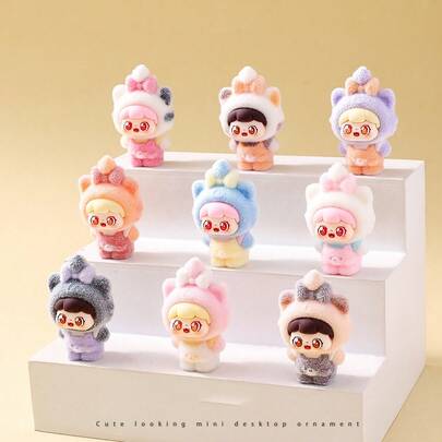 1 pieza/Decoración de escritorio de muñeca de juguete pequeña y creativa con diseño lindo de gato y granos, regalo pequeño
