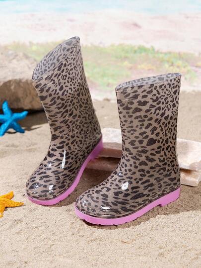 1 Pair Fashionable Kids' Glitter Rainbow Rain Boots, Boys & Girls Lightweight Waterproof Non-Slip Rubber Shoes With Handle, Rain Boots For Outdoor, Rainy Days And Beach Play