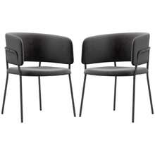 Dining Chairs, Set Of 2, Kitchen Chairs With Backrest, Steel Legs, Velvet-Look Upholstered Chairs For Living Room, Kitchen, Grey, 57 X 53 X 73 Cm - Black - View 1