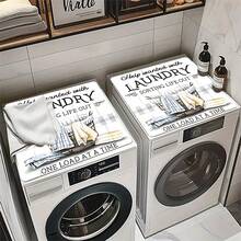 1pc Vintage Laundry Room Decor - Non-Slip Washing Machine And Dryer Top Cover With Vintage Laundry Design - Polyester Fiber Protective Cover - Non-Slip Surface, Laundry Room Decoration - Suitable For Front-Loading Washing Machines And Dryers - Multicolor - View 7
