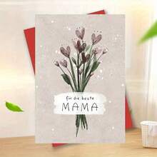 1 PIEZA Tarjeta de felicitación del Día de la Madre alemán - Incluye un sobre, diseñada con flores de acuarela bohemias para el Día de la Madre española, convirtiéndola en un regalo distintivo adecuado para cualquier evento - Conjuntos - Ver 4