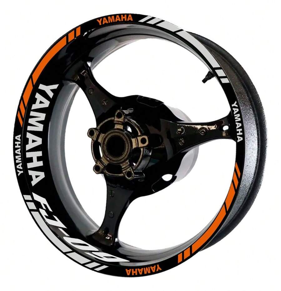 Calcomanias Stickers Para Rines  Fj-09 Fj09 Rin Moto - Naranja Reflejante / Blanco Reflejante - Ver 1